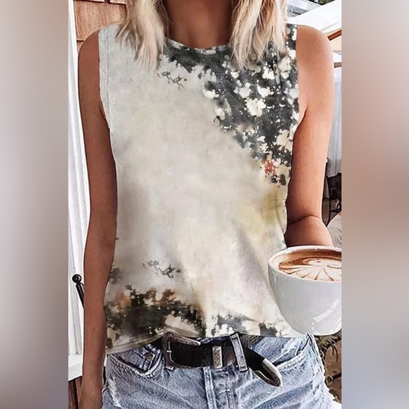 blank apparel Tops - Blank Apparel- Bleached Tie-Dye Sleeveless Top